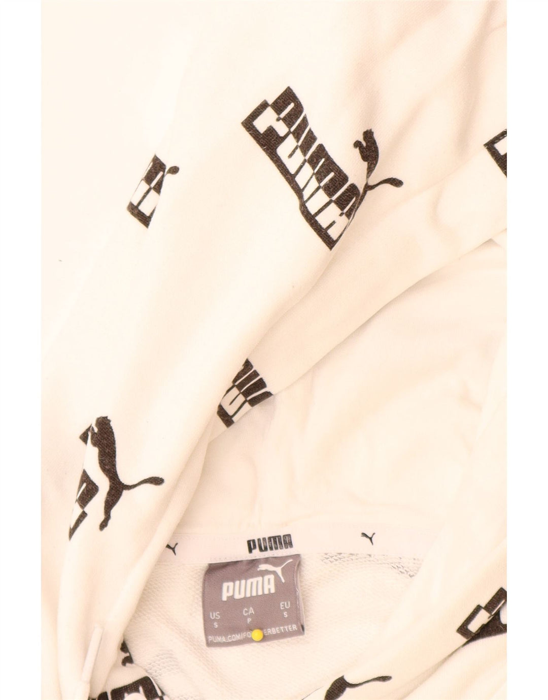 Puma Mens Graphic Hoodie Jumper Small White Cotton