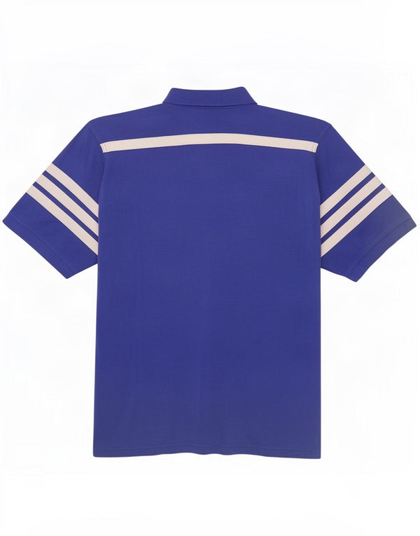 Adidas Polo Shirt til mænd UK 38/40 Medium Blue Colourblock Bomuld