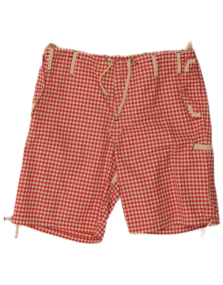 Vintage Herre Cargo Shorts W34 Large Red Gingham Cotton