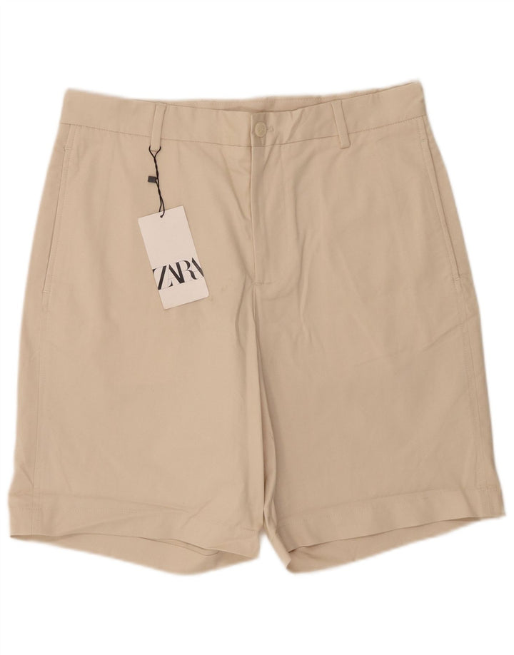 Zara Herre Chino Shorts W32 Medium Beige Bomuld