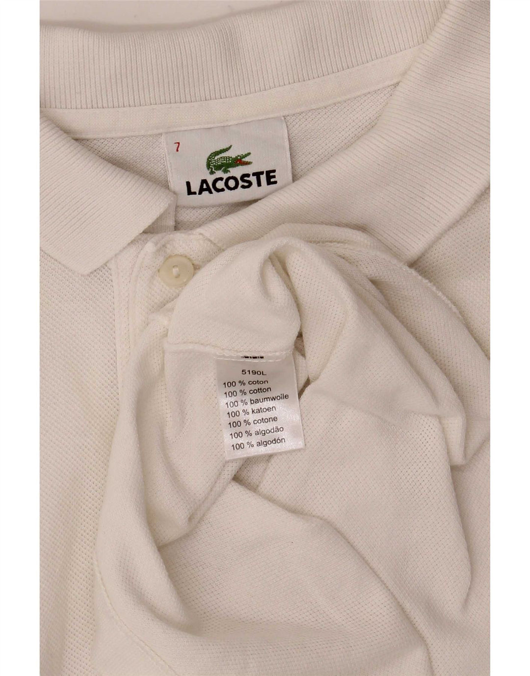 Lacoste Mens Polo Shirt Size 7 2XL White Cotton