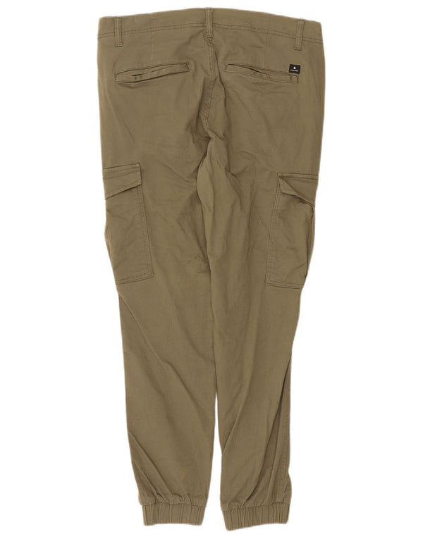 Jack & Jones Mens Joggers Cargo Trousers W32 L32 Khaki Cotton