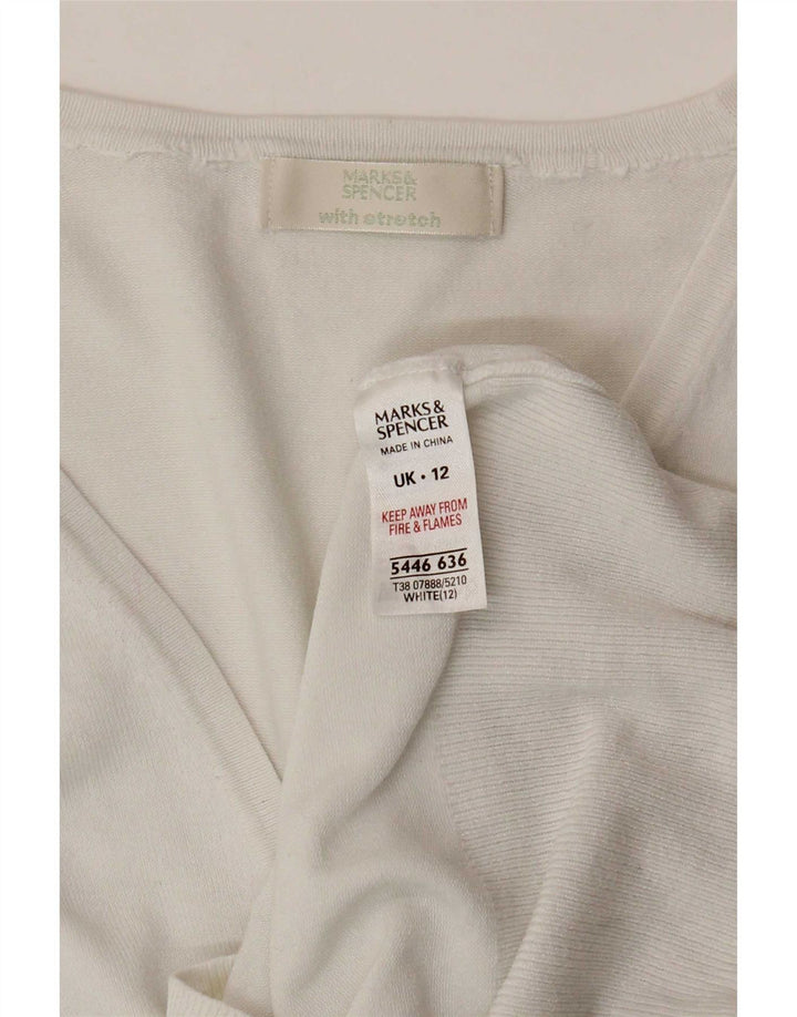 Marks & Spencer Womens Crop 3/4 Sleeve Cardigan Sweater UK 12 Medium White