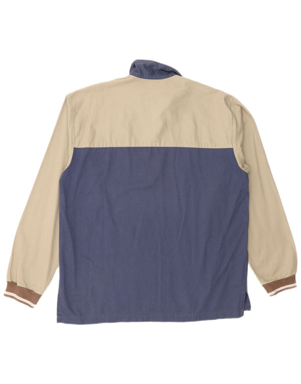 North Sails Mens Zip Neck Sweatshirt Jumper Medium Blue Colourblock Cotton