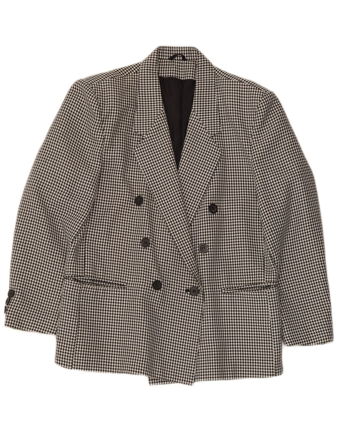 KLASSISK Dame Dobbeltradet Blazer Jacket UK 14 Large Black Houndstooth