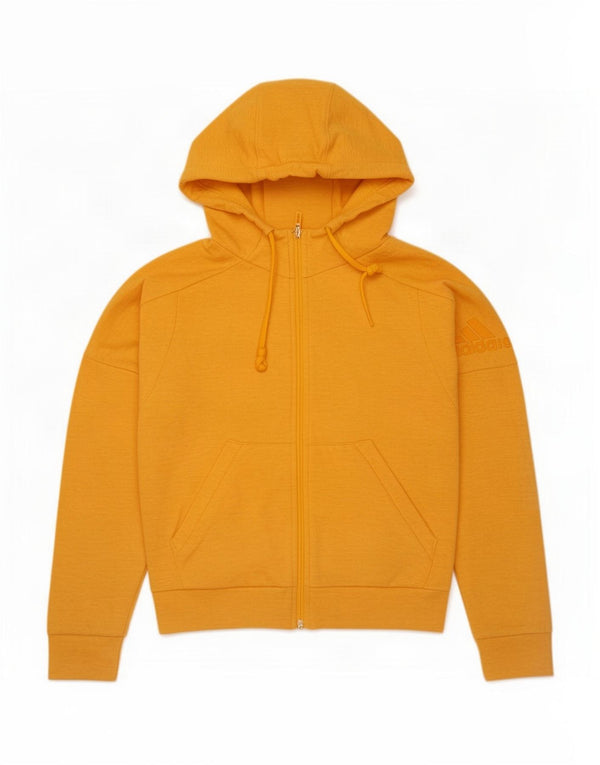 Adidas női nagyméretű, cipzáras kapucnis pulóver UK 4/6 XS sárga pamut