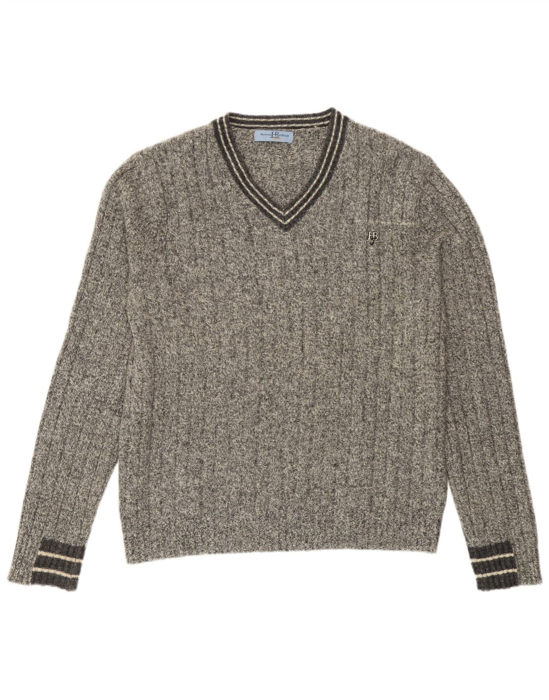 Harmont & Blaine Mens V-Neck Jumper Sweater Small Grey Flecked Lambswool