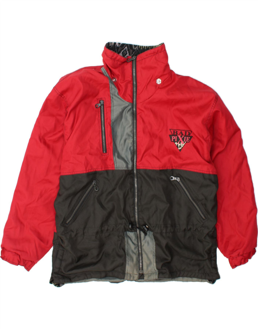 VINTAGE Mens Graphic Windbreaker Jacket UK 38 Medium Red Colourblock Vintage Vintage and Second-Hand Vintage from Messina Hembry 