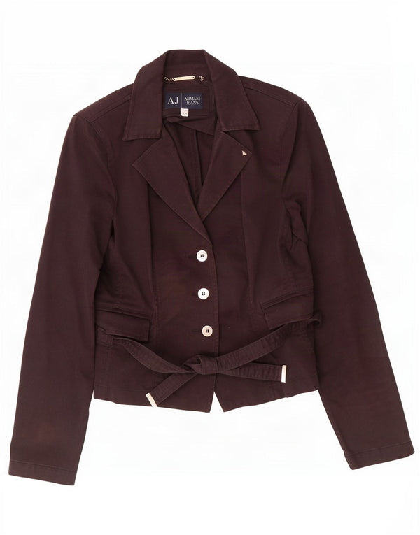 Armani Jeans Womens 3 Button Blazer Jacket EU 46 XL Brown Cotton