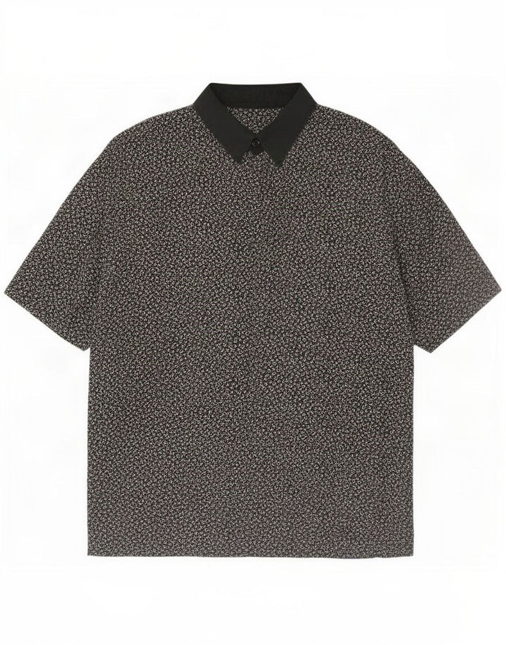 Please Camicia a maniche corte da donna UK 18 XL Nera geometrica