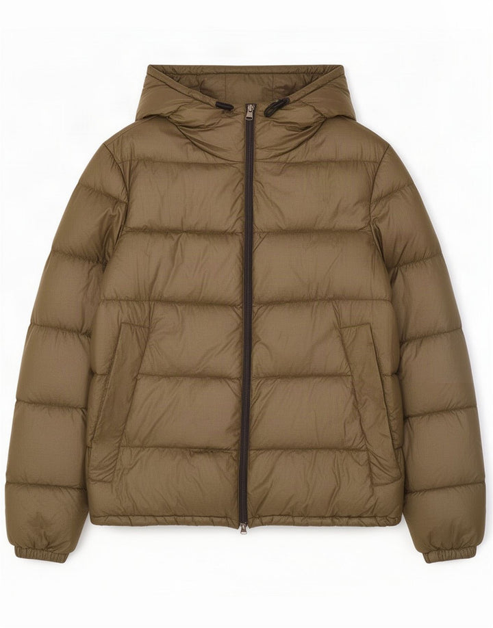 PEUTEREY Mens Hooded Padded Jacket UK 40 Large Khaki Polyamide