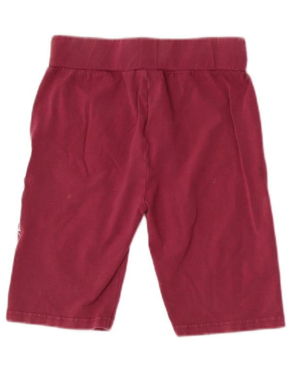 Ellesse Womens Graphic Sport Shorts UK 8 Small Burgundy Cotton