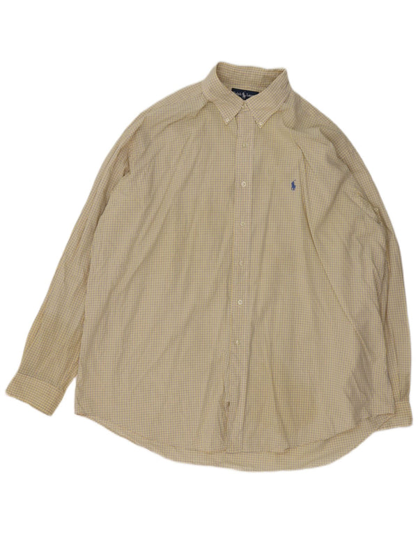 Ralph Lauren Herre Blake Loose Fit skjorte 2XL gul ternet bomuld