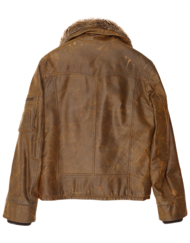 Imperial Mens Leather Jacket UK 42 XL Brown Leather