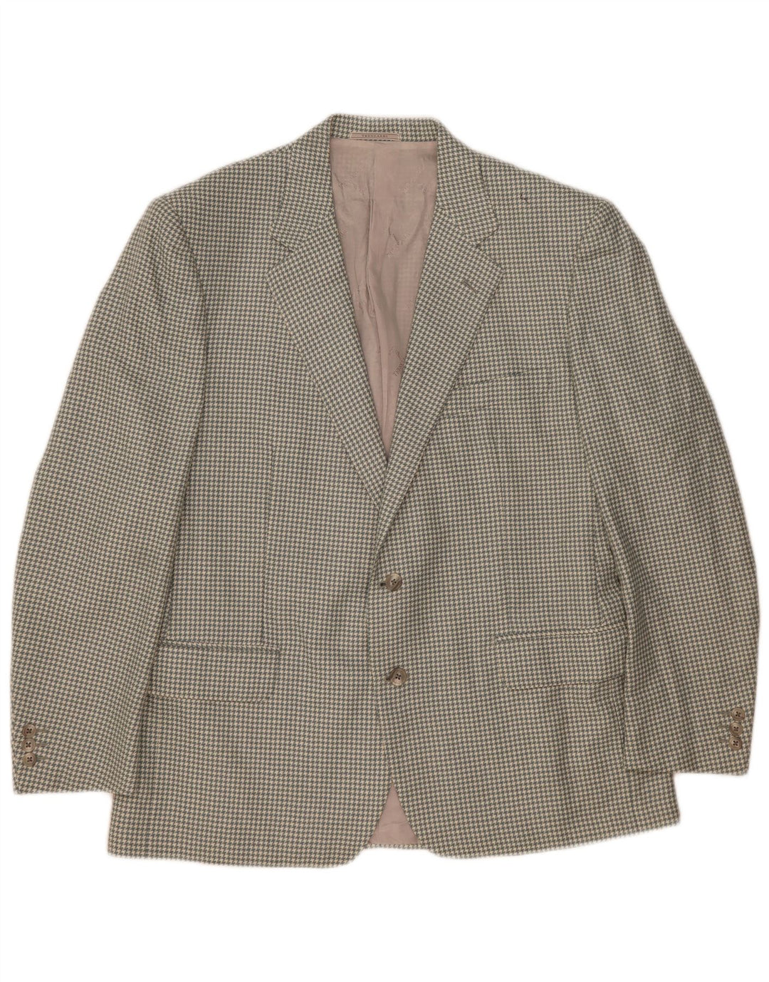 Trussardi Mens 2 Button Blazer Jacket UK 40 Large Grey Houndstooth Wool