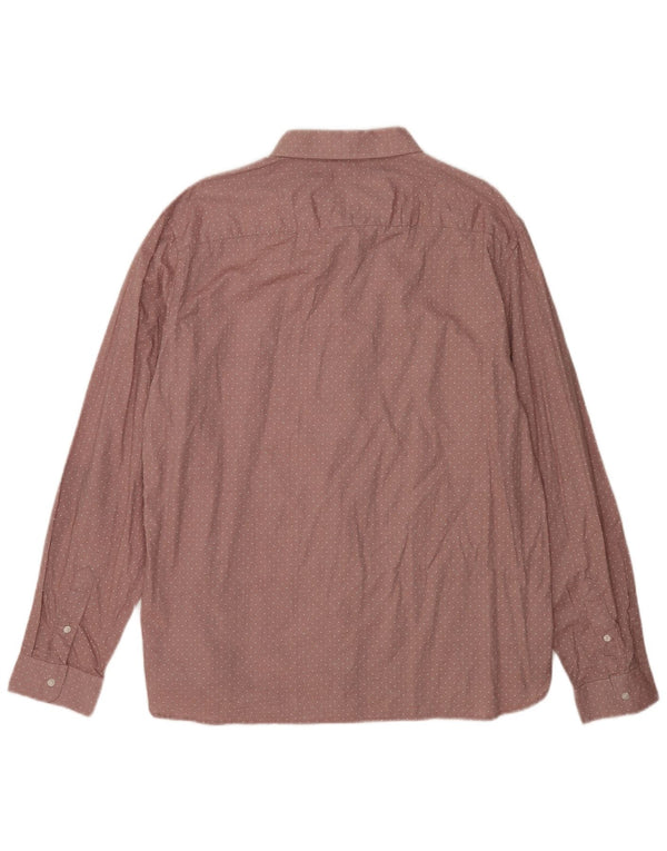 French Connection Herrenhemd 2XL rosa gepunktete Baumwolle