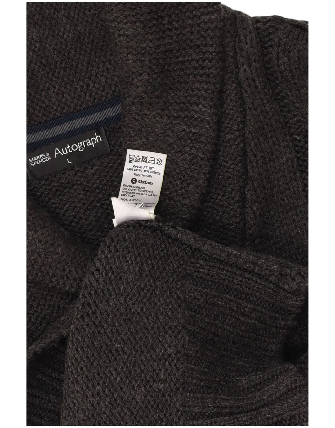 MARKS & SPENCER Mens Autograph Shawl Neck Jumper Sweater Large Grey