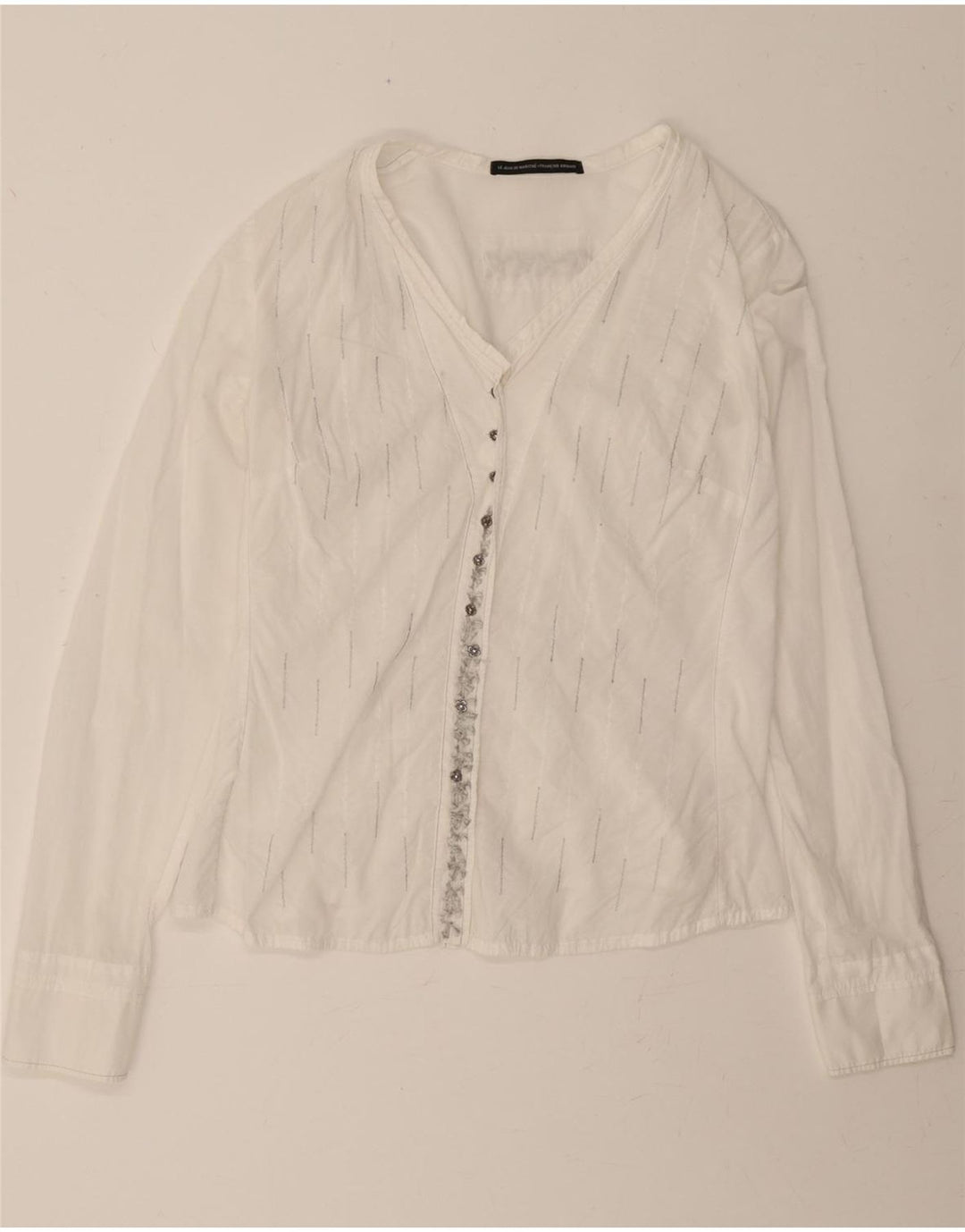 VINTAGE Womens Shirt Blouse IT 46 Large White Floral Vintage Vintage and Second-Hand Vintage from Messina Hembry 