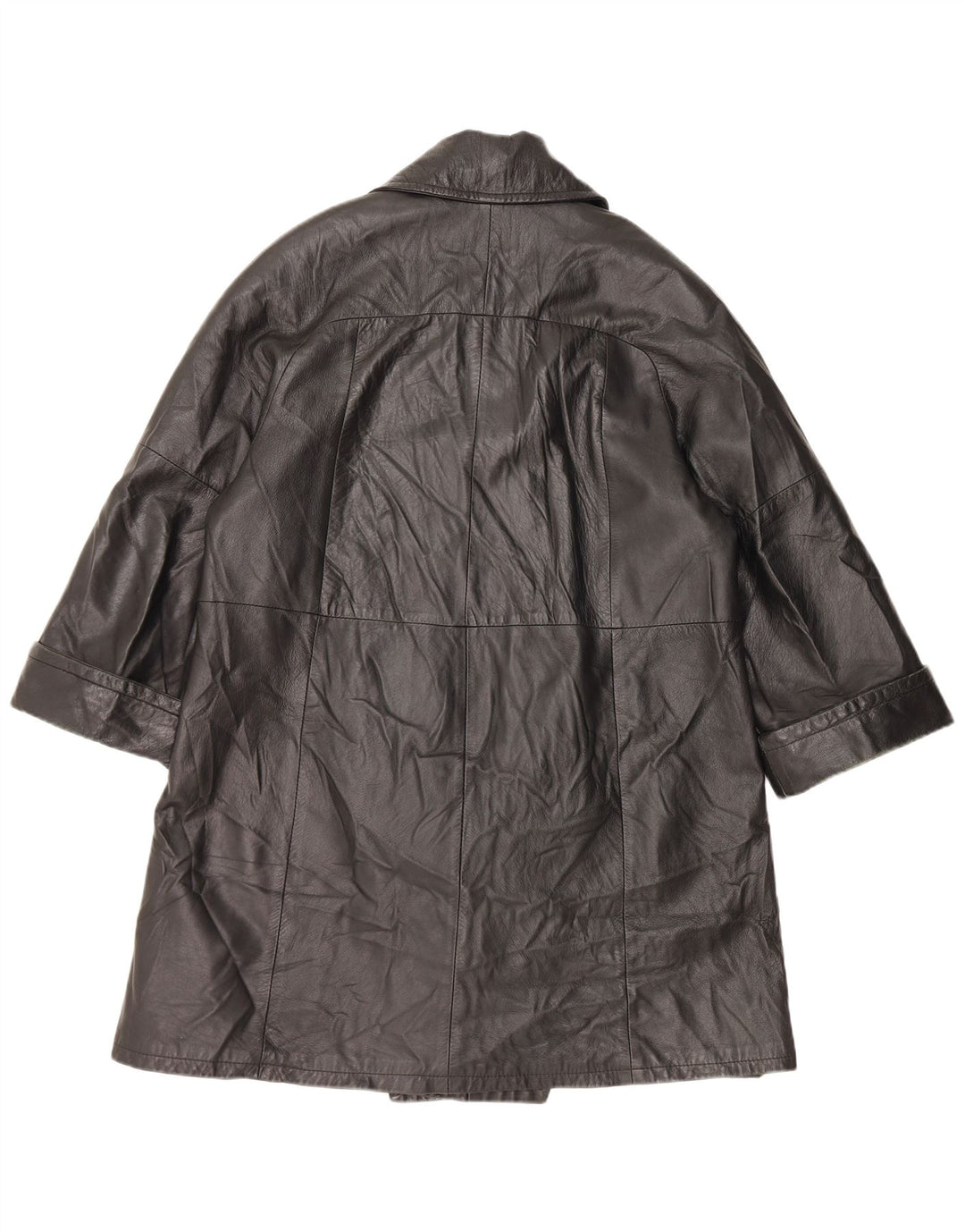 VINTAGE Womens Leather Coat IT 48 XL Black