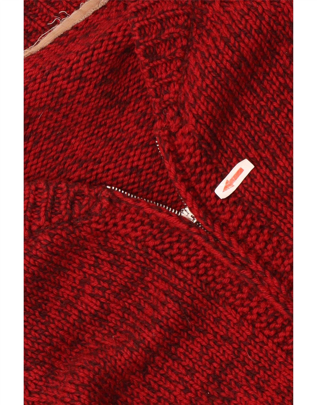 vintage Mens Cardigan Pull Moyen Rouge Moucheté