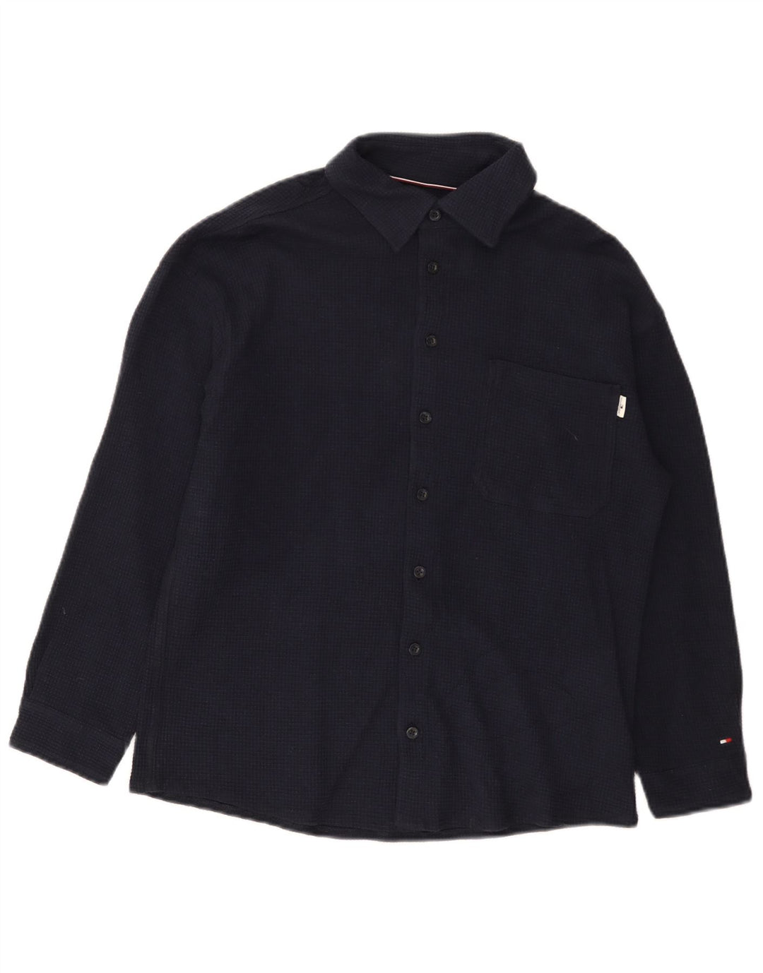 Tommy Hilfiger Mens Flannel Shirt Small Navy Blue Cotton