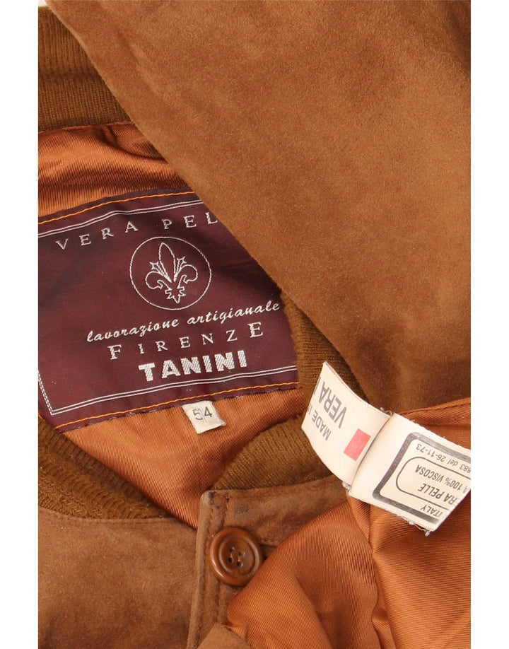 Vintage hombres ante bomber chaqueta IT 54 2XL cuero marrón