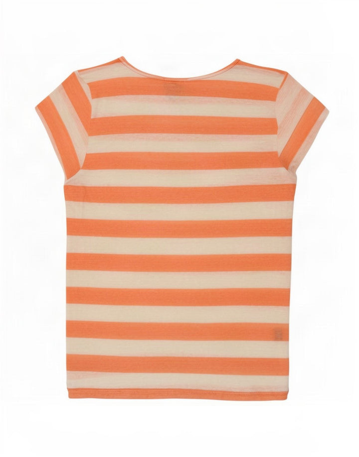 Massimo Dutti Womens T-Shirt Top UK 12 Medium Orange Striped