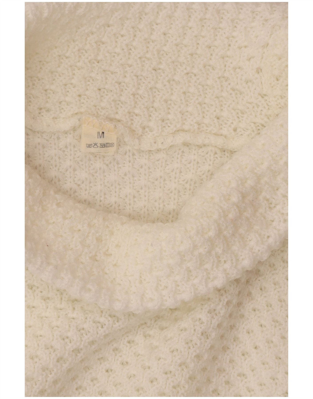 VINTAGE Womens Oversized Roll Neck Jumper Sweater UK 14 Medium White