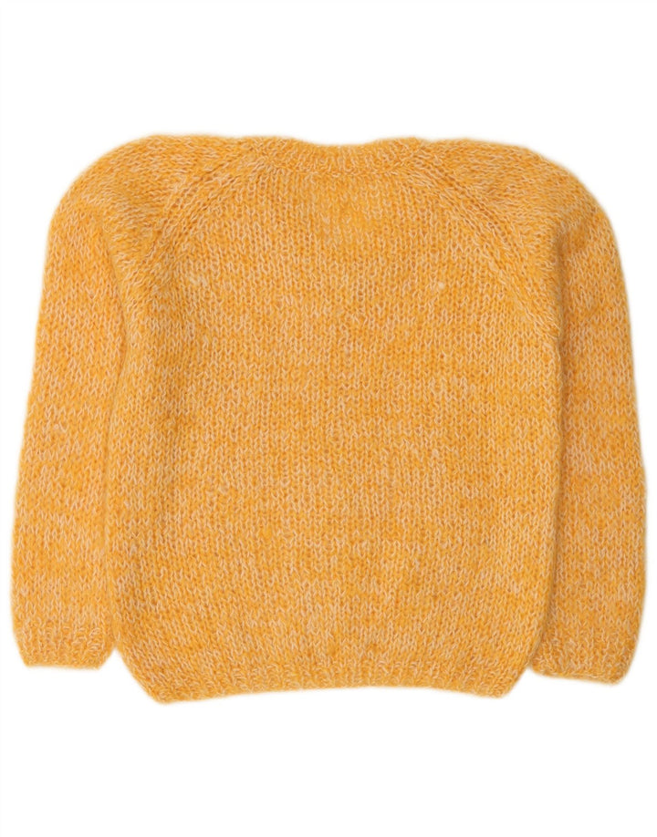 Vintage Womens V-Neck Jumper Sweater UK 14 Medium Yellow