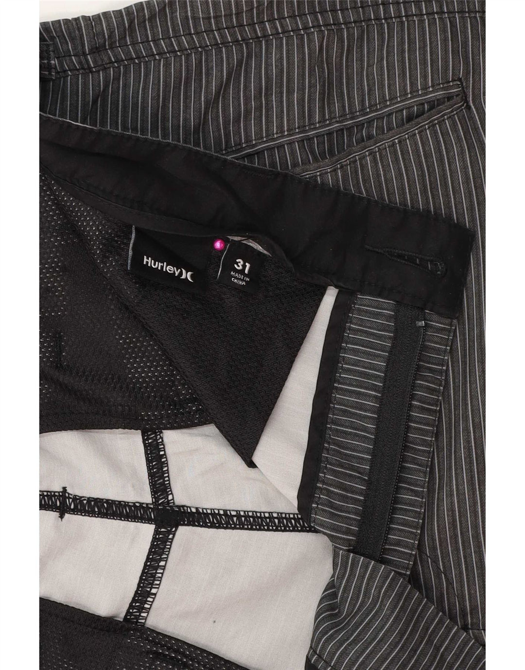 Hurley Herre Chino Shorts W31 mellemgrå stribet polyester