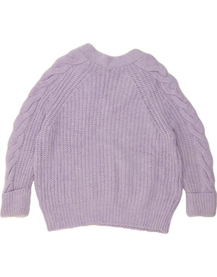 MARKS & SPENCER Womens Oversized V-Neck Jumper Sweater UK 10 Small Purple Vintage Marks & Spencer and Second-Hand Marks & Spencer from Messina Hembry 