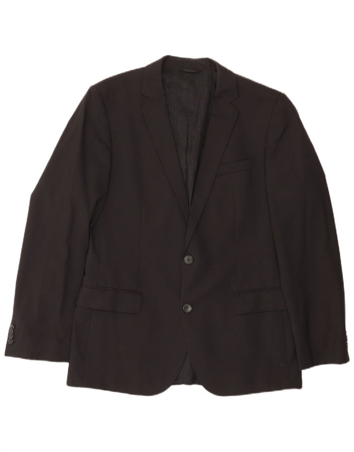 Hugo Boss Mens 2 Button Blazer Jacket EU 50 Large Black Wool