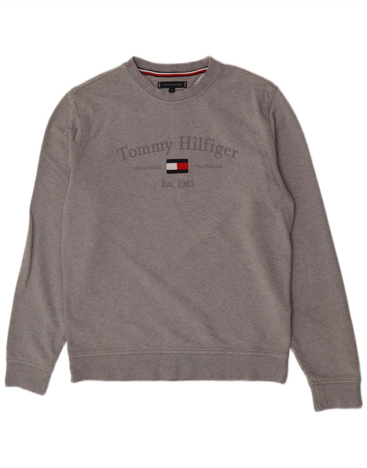 Tommy Hilfiger Herren-Sweatshirt mit Grafik, XL, graue Baumwolle