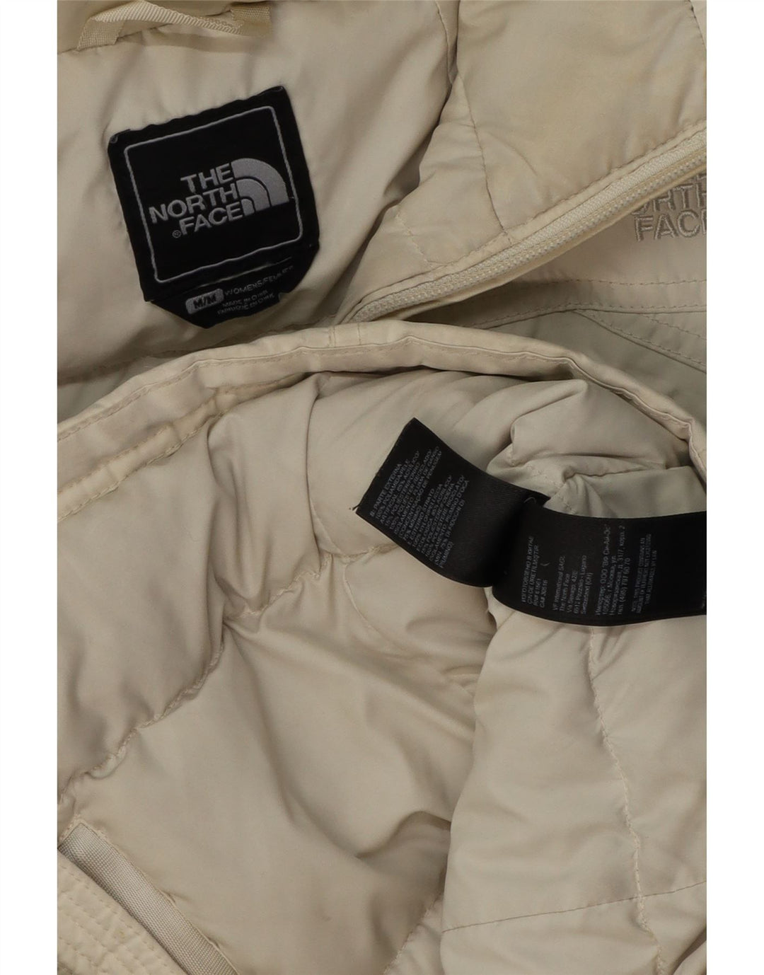 THE NORTH FACE Womens Hooded Padded Jacket UK 14 Medium Off White