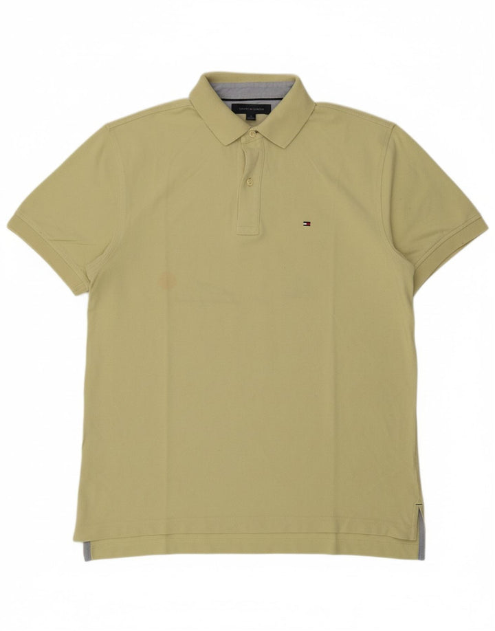TOMMY HILFIGER Mens Polo Shirt Medium Yellow