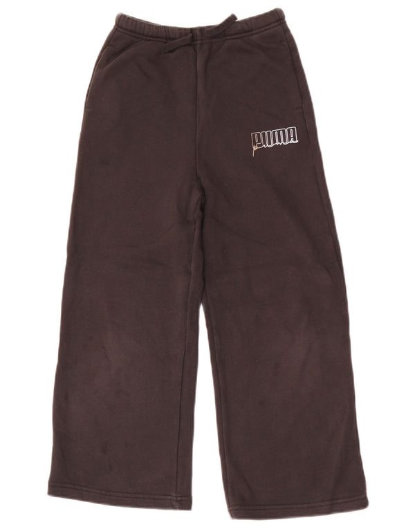 Puma Pantalon de survêtement à jambe large graphique pour fille 5-6 ans Noir Coton