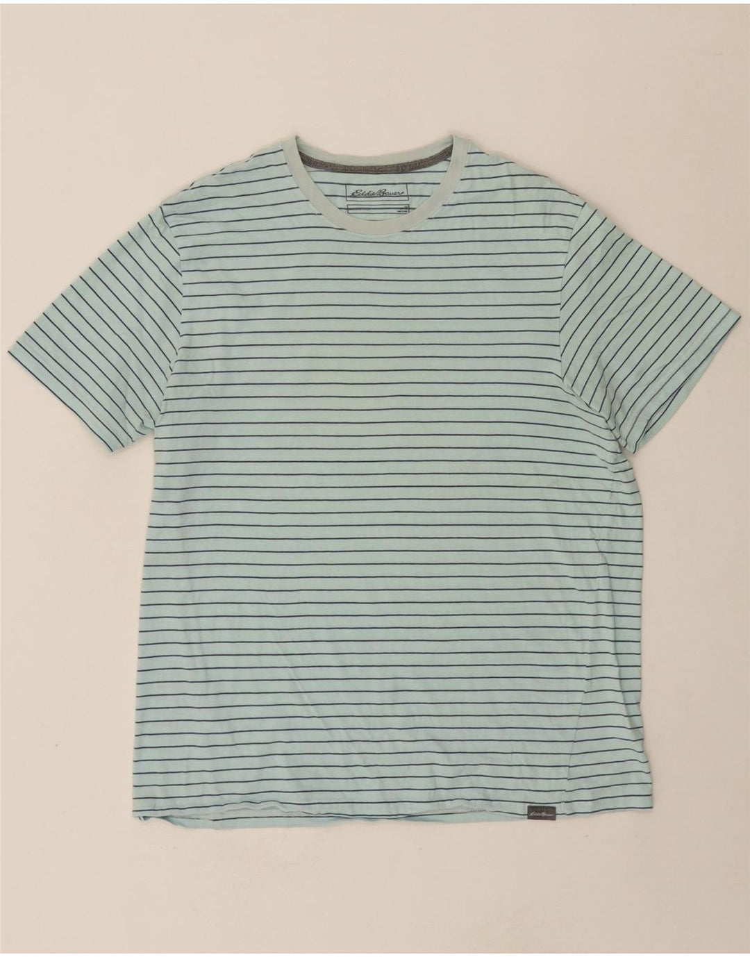 EDDIE BAUER Mens Legendwash T-Shirt Top Medium Blue Striped Cotton Vintage Eddie Bauer and Second-Hand Eddie Bauer from Messina Hembry 