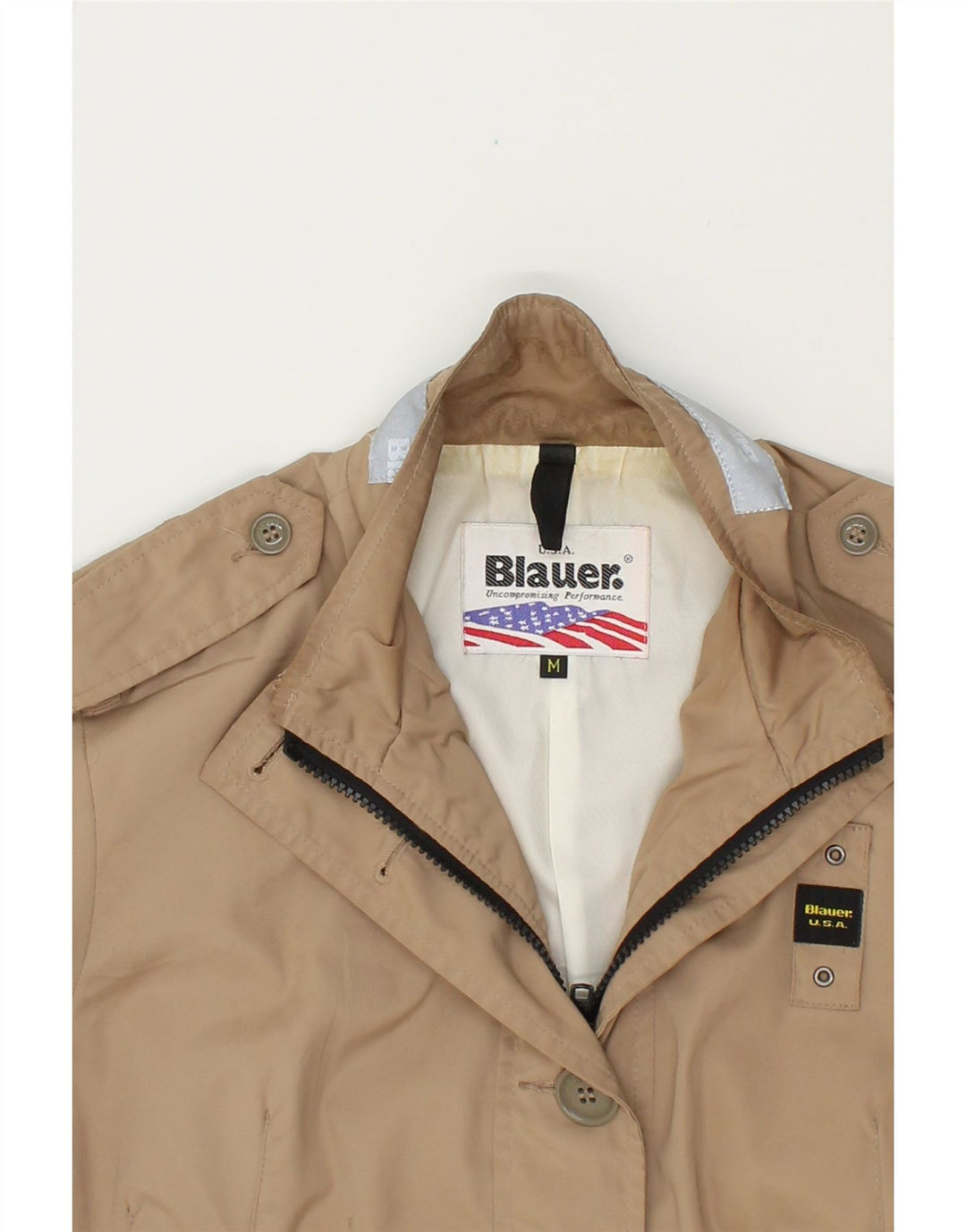 BLAUER Womens Military Jacket UK 14 Medium Beige Polyester Vintage Blauer and Second-Hand Blauer from Messina Hembry 