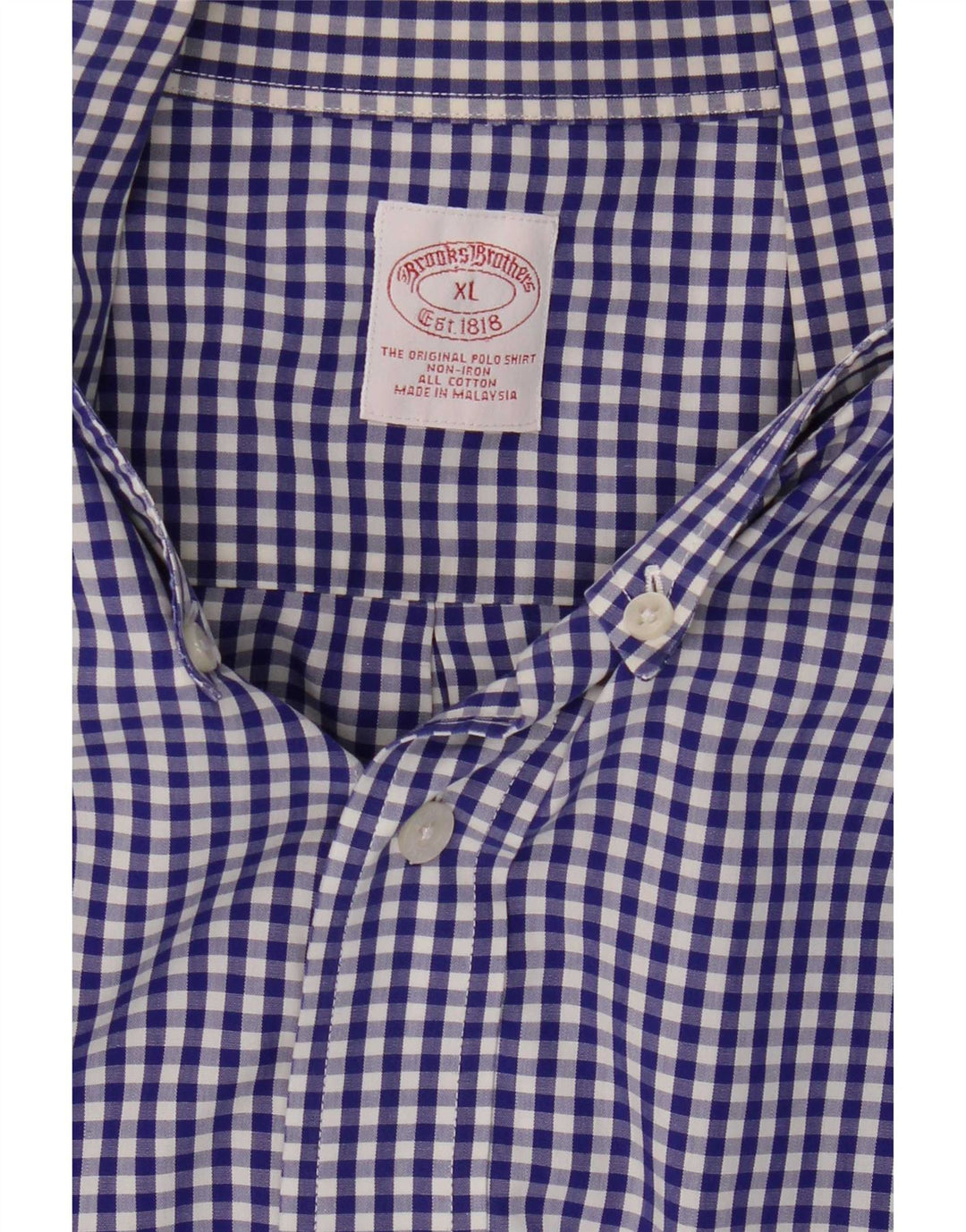 Brooks Brothers Mens Shirt XL Blue Gingham Cotton