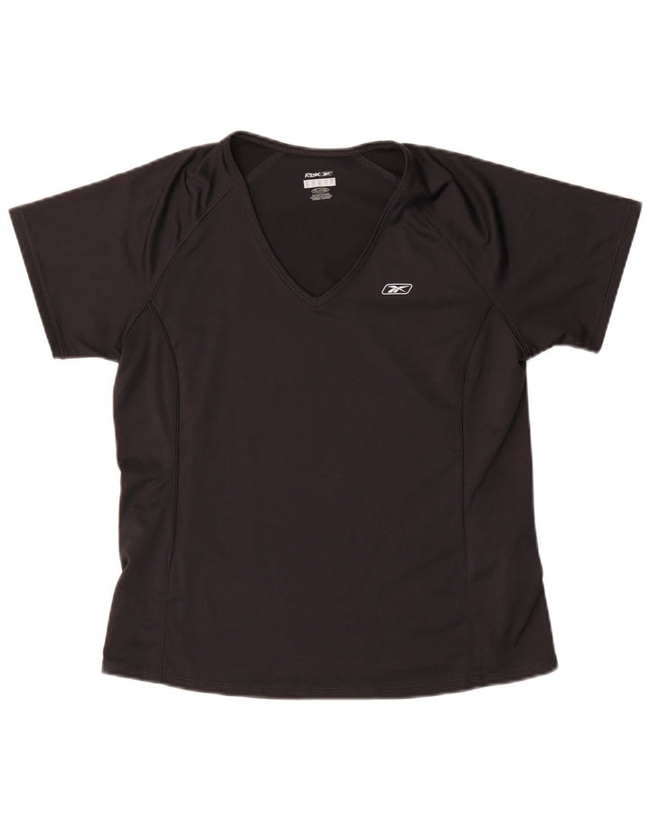 REEBOK Womens T-Shirt Top UK 12 Medium Black Polyester