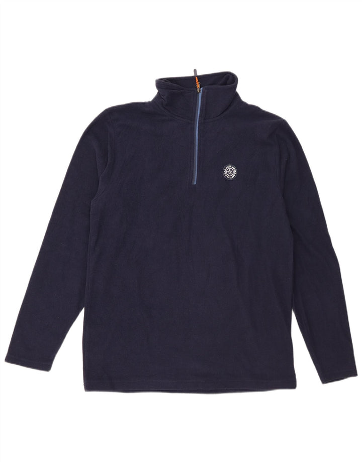 Avirex Mens Zip Neck Fleece Jumper Medium Navy Blue Polyester