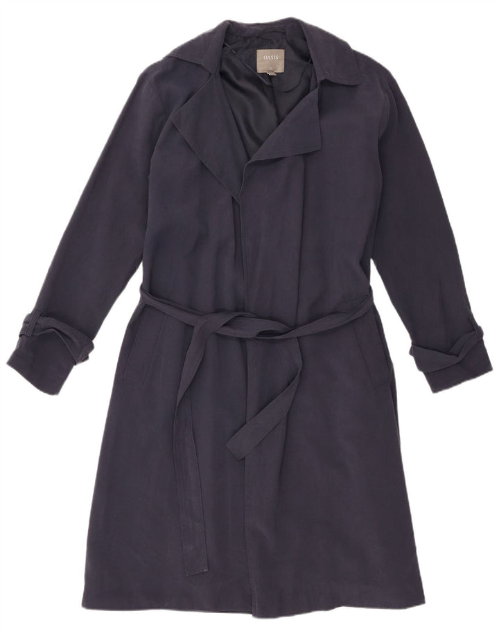 Oasis Womens Trench Coat UK 6 XS Navy Blue Viscose