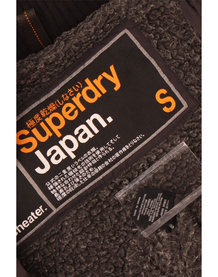 Superdry Womens Hooded Windbreaker Coat UK 10 Small Black Polyester