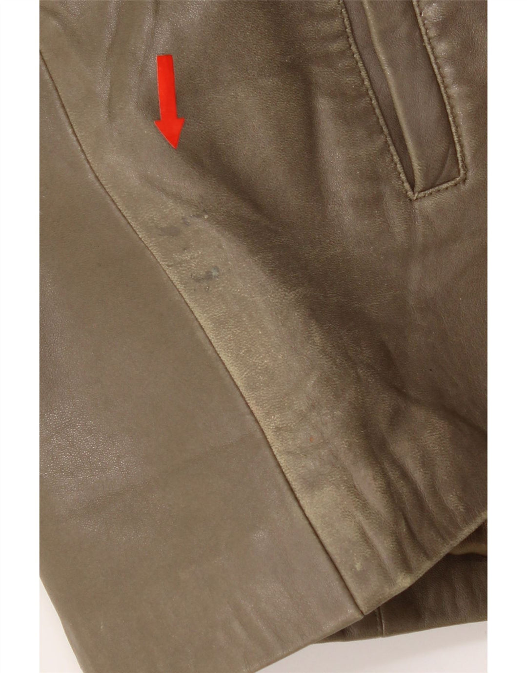 Vintage Womens Leather Jacket IT 44 Medium Khaki Leather