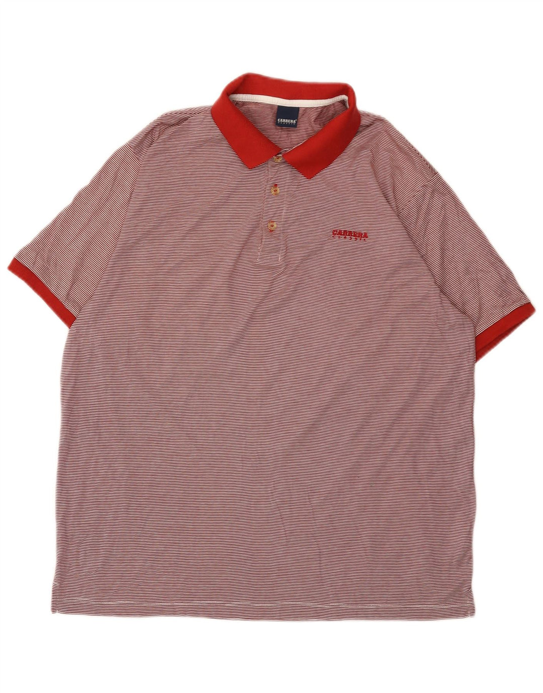 Carrera Mens Polo Shirt 3XL Red Striped Cotton