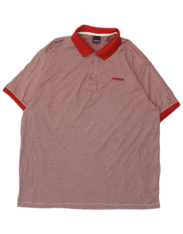 Carrera Mens Polo Shirt 3XL Red Striped Cotton