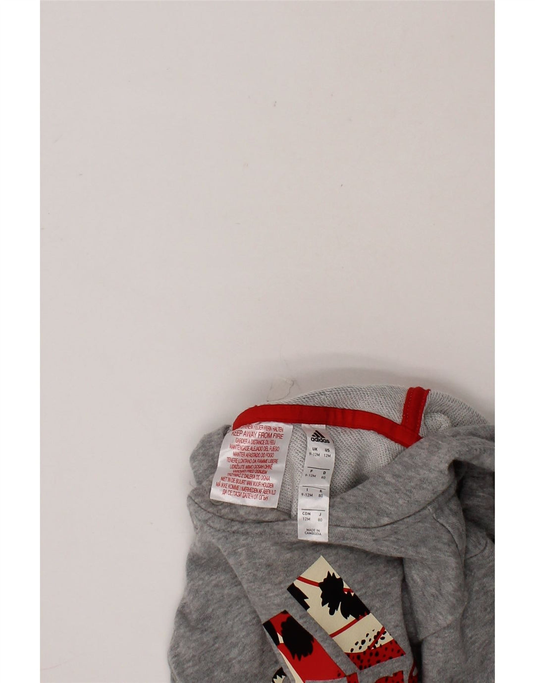 ADIDAS Baby Boys Graphic Hoodie Jumper 9-12 Months Grey Cotton Vintage Adidas and Second-Hand Adidas from Messina Hembry 