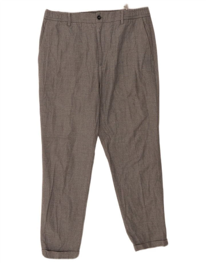 ZARA Mens Tapered Chino Trousers Large W32 L25 Grey Polyester