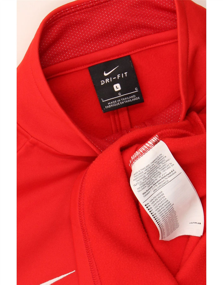 NIKE Mens Dri Fit Graphic Zip Neck Pullover Tracksuit Top Large Red Vintage Nike and Second-Hand Nike from Messina Hembry 