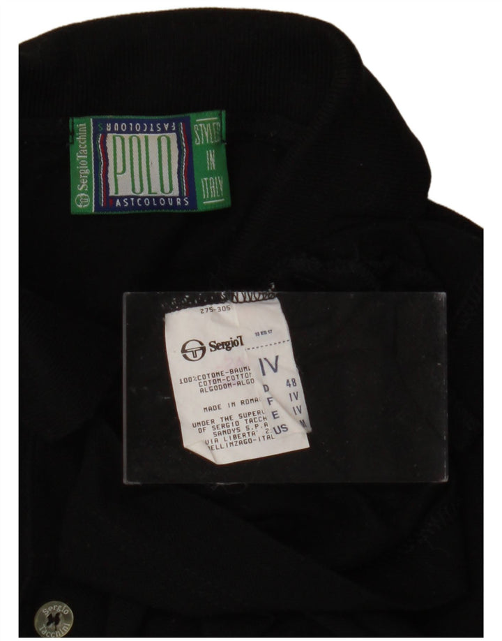 SERGIO TACCHINI Mens Polo Shirt Medium Black Cotton